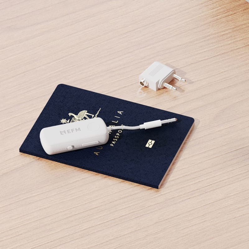 EFM Airplane Bluetooth Audio Adaptor Airfly - White (Connect Headphones to plane screen wireles)
