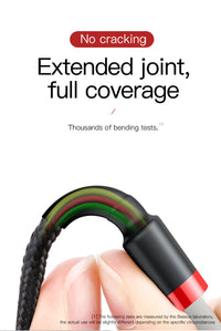 Thumbnail for Baseus USB-A To Lightning Cafule Tough Cable Braided Cord  1m - Black