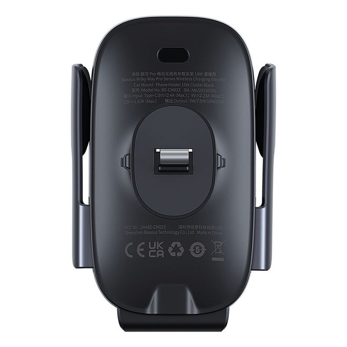 Baseus (15W) Milky Way Pro Wireless Charger / Auto Lock / Air Vent Car Mount Holder - Black