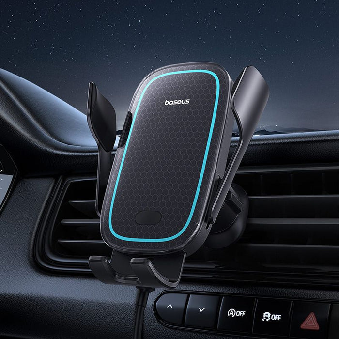 Baseus (15W) Milky Way Pro Wireless Charger / Auto Lock / Air Vent Car Mount Holder - Black
