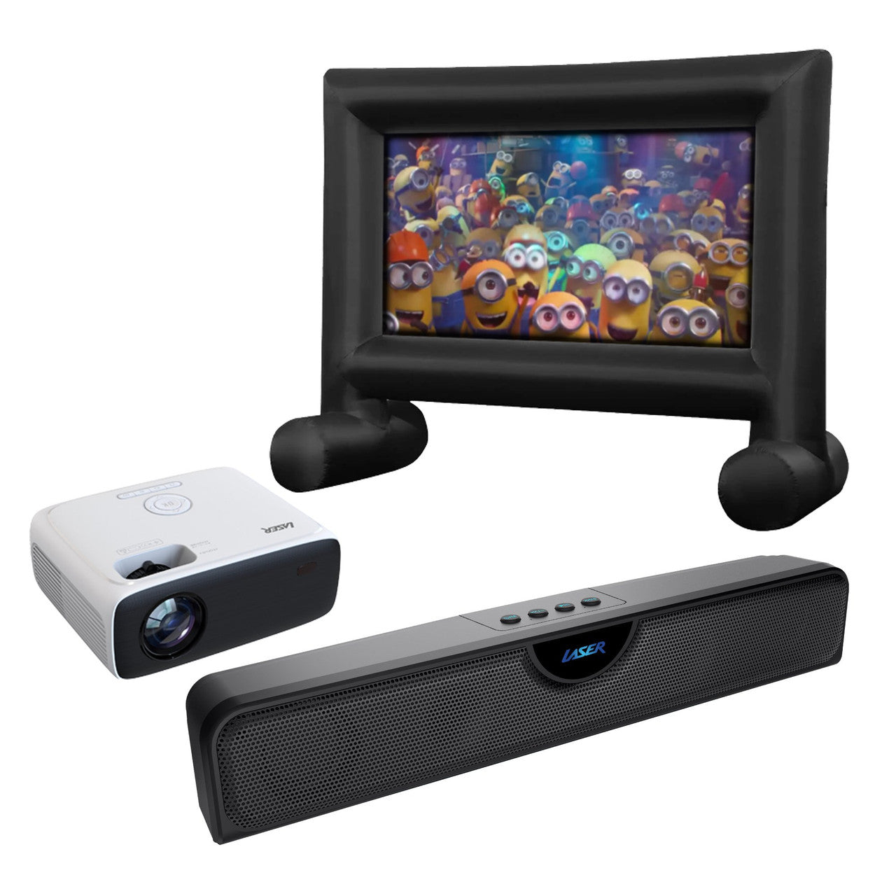Laser Outdoor Cinema: Full HD Projector, 144" Screen & Soundbar 2025 Model