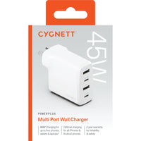 Thumbnail for Cygnett Powerplus 45W Multiport Wall Charger - White