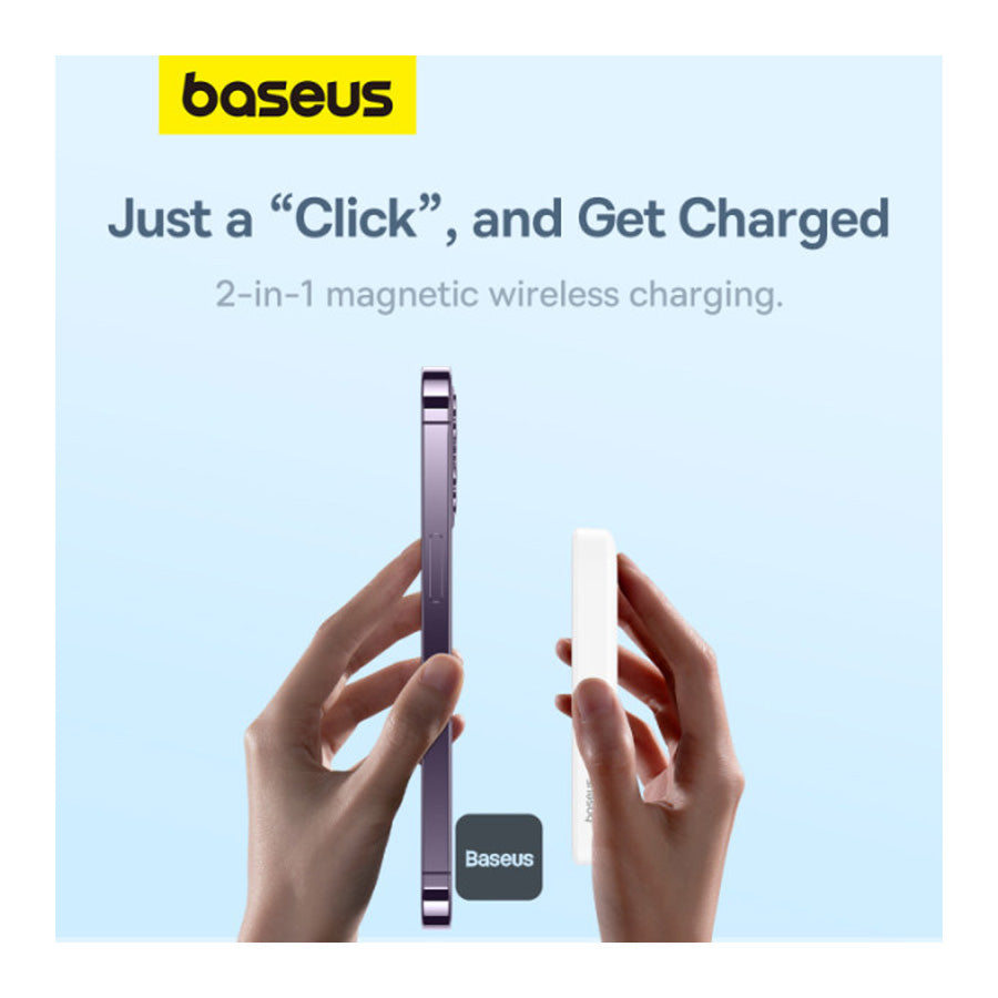 Baseus 6000mAh Magnetic Mini Air 15W Wireless Power Bank With PD 20W Type-C Port - White