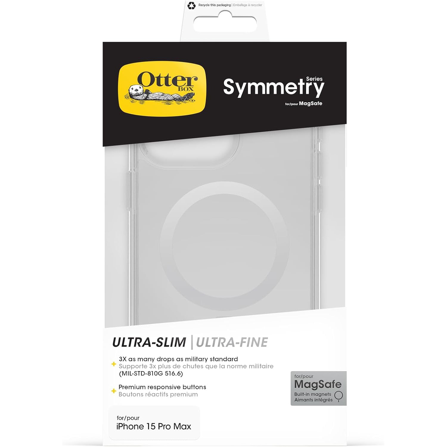 OtterBox Symmetry+ MagSafe Case for Apple iPhone 15 Pro Max - 6.7" - Clear