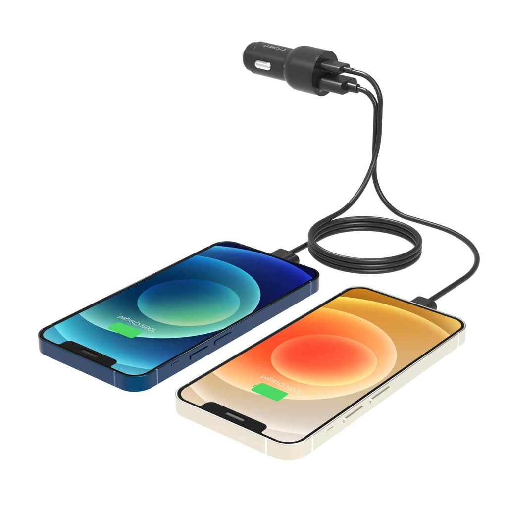 Cygnett 20W Dual Port Car Charger (20W USB-A + 20W USB-C) - Black
