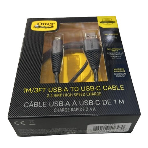 OtterBox USB-C to USB-A Cable 1M for Samsung Galaxy, Apple iPhone, iPad,MacBook, Google, OPPO, Nokia - Black