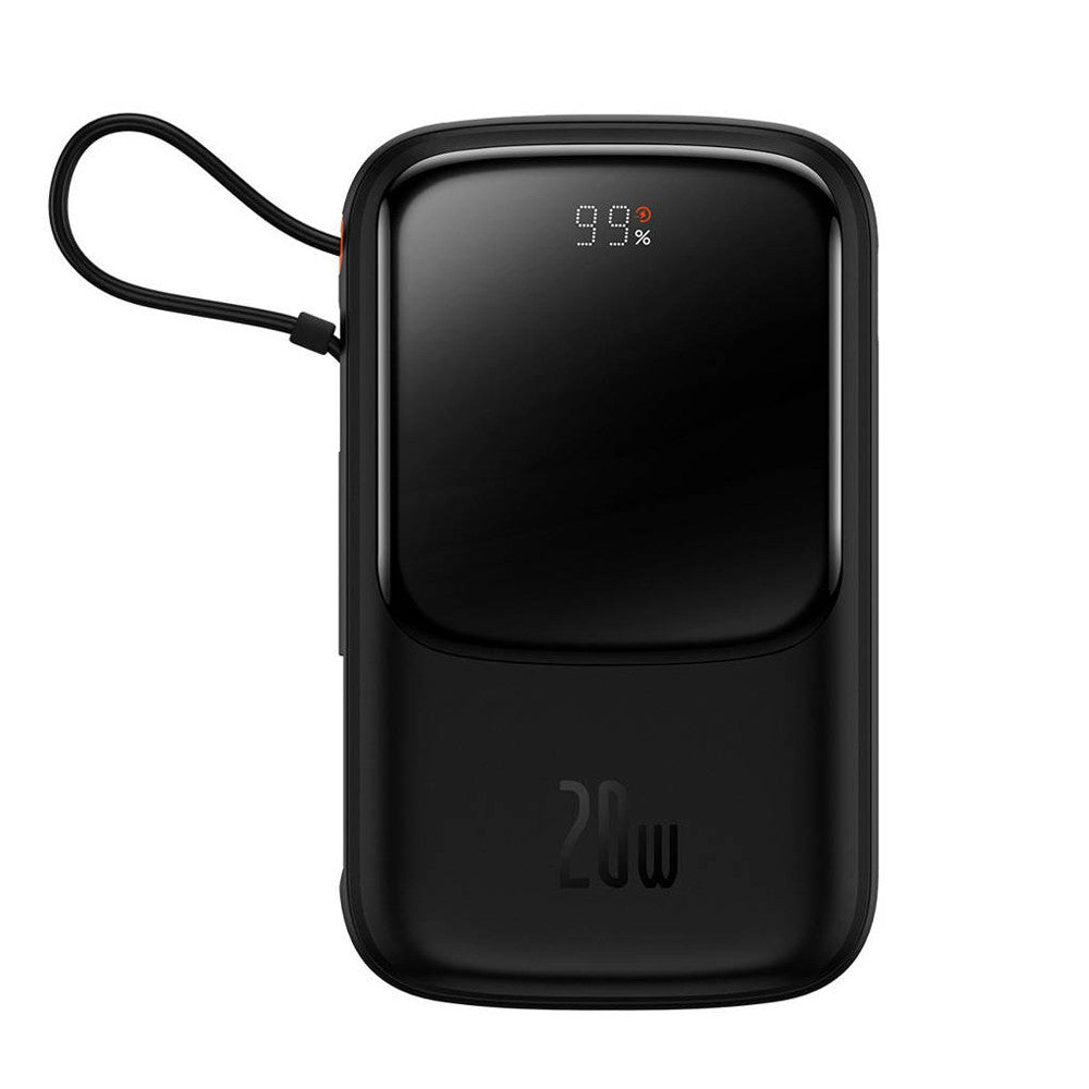 Baseus Qpow Digital Display Power Bank 10000mAh 20W Built-in Lightning Cable - Black