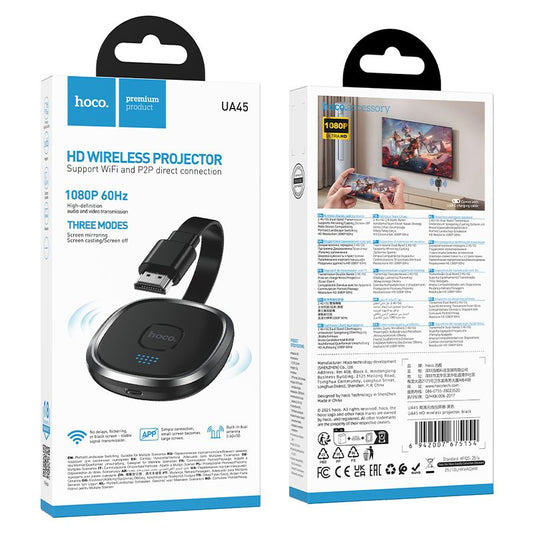 Hoco UA45 1080P 60Hz Wireless Screen Share HDMI for iPhone iPad Andriod - Black