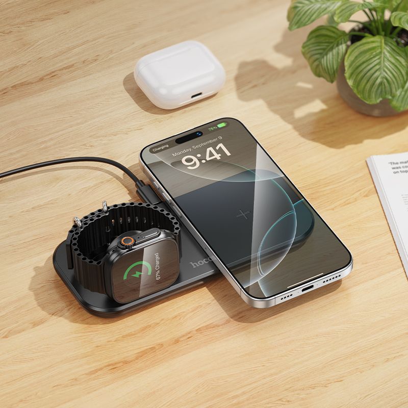 Hoco CW65 North 3-in-1 Wireless Fast Charger - Black