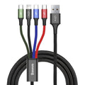Baseus 4 in 1 Nylon Braided Cable (2 x Lightning / Type-C / Micro USB) 3.5A 1.2m  - Black