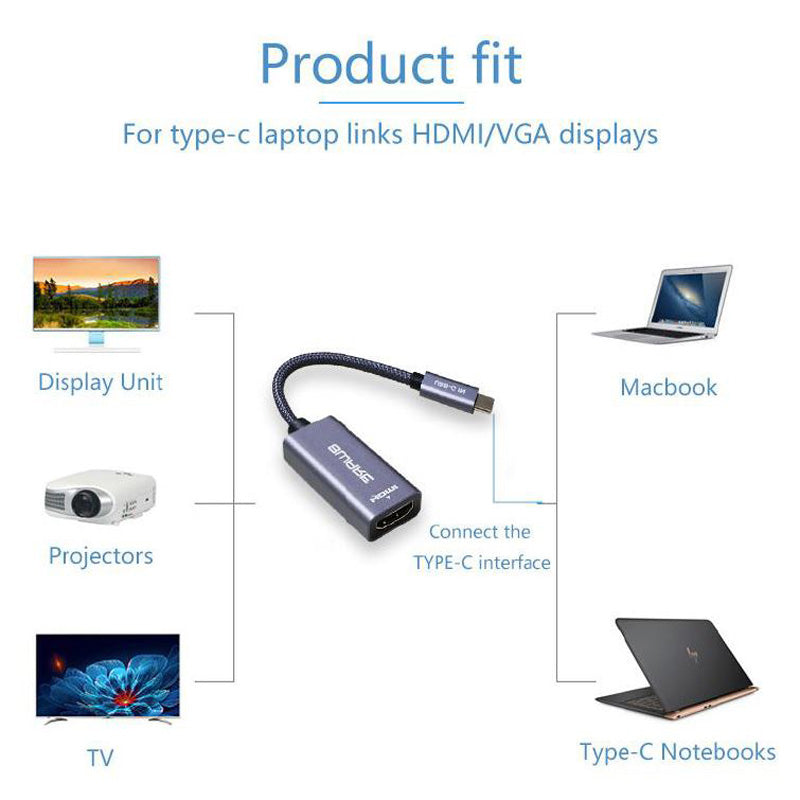 8ware 10cm USB-C to HDMI M-F Adapter Converter Cable for Laptop iPad MacBook Pro
