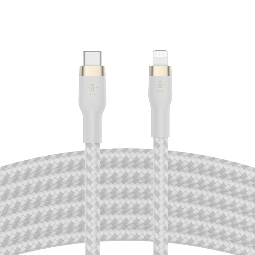 Belkin Boost Charge Pro Flex USB-C to Lightning Cable (1m) - 20W Fast Charging, Ultra Durable, Magnetic Cable Management - White