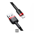 Baseus USB-A To Lightning Cafule Tough Cable Braided Cord  1m - Red/Black