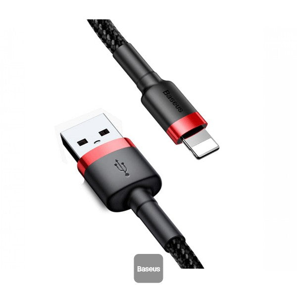 Baseus USB-A To Lightning Cafule Tough Cable Braided Cord  1m - Red/Black