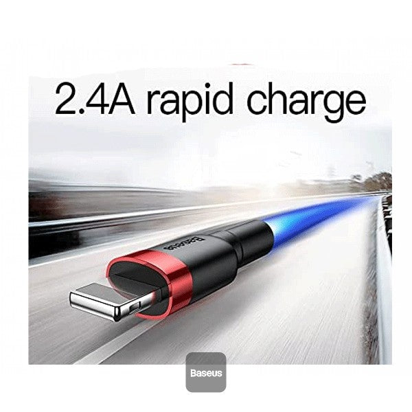 Baseus USB-A To Lightning Cafule Tough Cable Braided Cord  1m - Red/Black