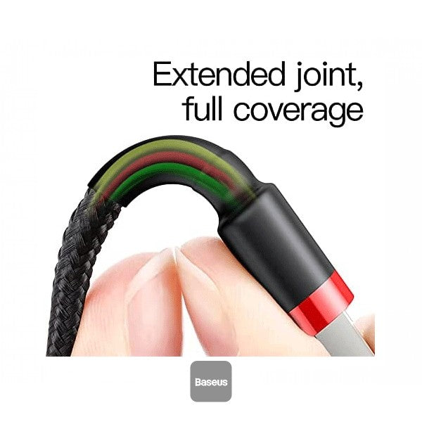 Baseus USB-A To Lightning Cafule Tough Cable Braided Cord  1m - Red/Black