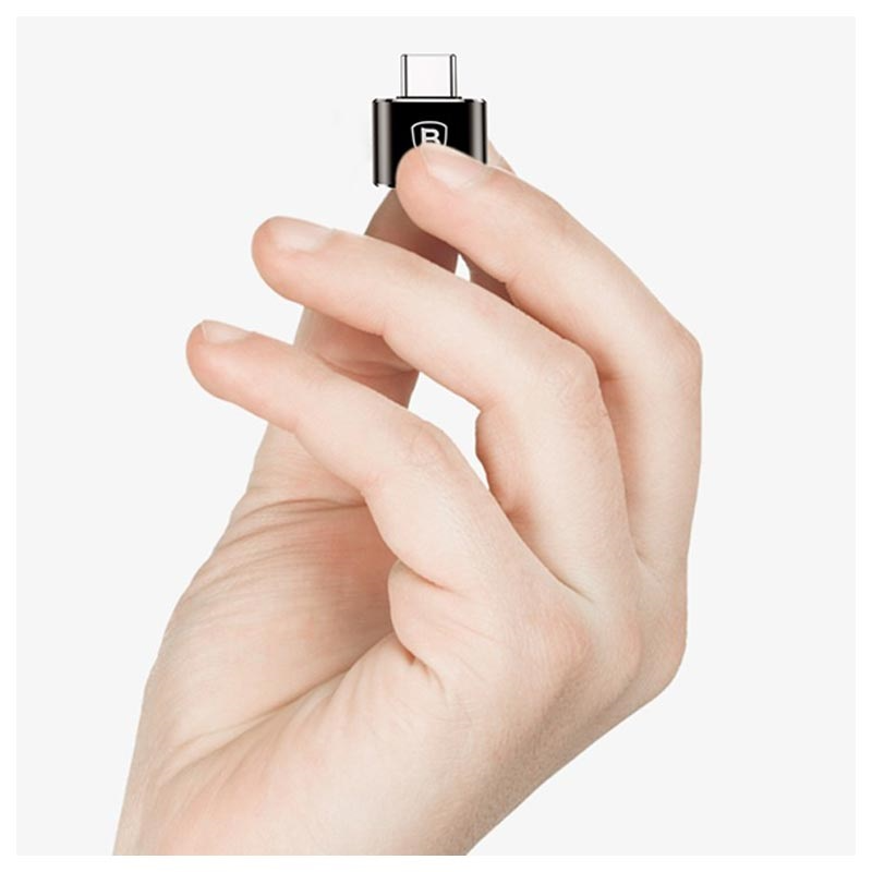 Baseus Mini USB Female to Type-C Male Adapter Converter - Black