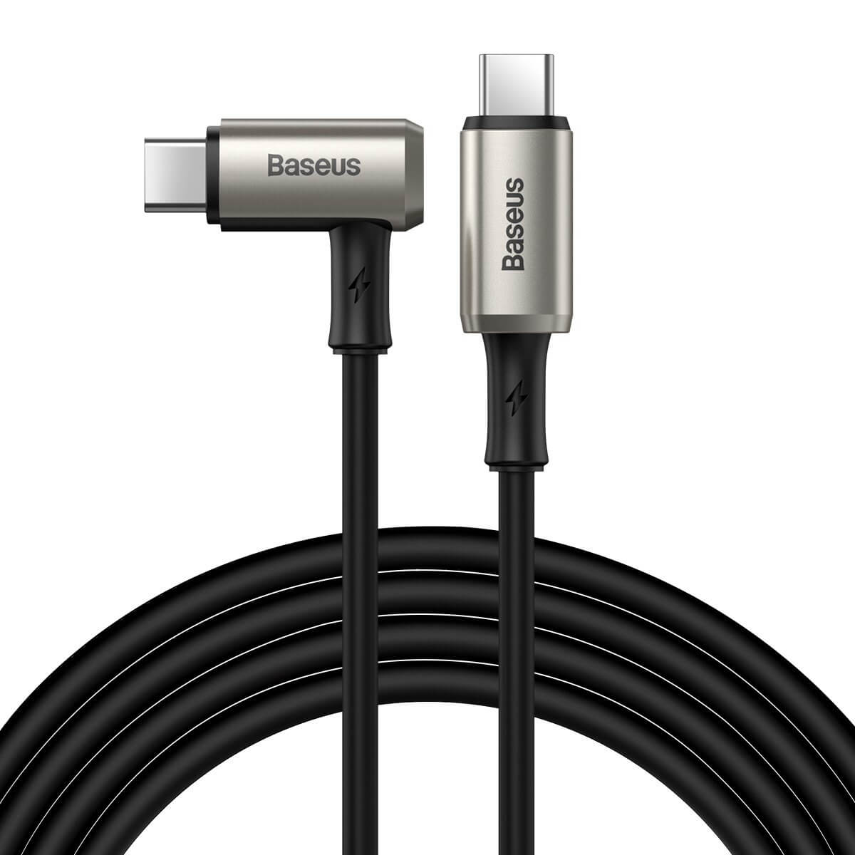 Baseus Right Angle Connector USB-C to USB-C  PD 3.1 Gen2 100W (20V/5A) 1.5M - Black (Hammer Cable)