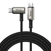 Thumbnail for Baseus Right Angle Connector USB-C to USB-C  PD 3.1 Gen2 100W (20V/5A) 1.5M - Black (Hammer Cable)