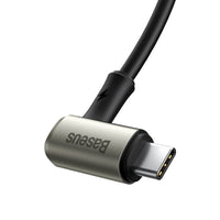 Thumbnail for Baseus Right Angle Connector USB-C to USB-C  PD 3.1 Gen2 100W (20V/5A) 1.5M - Black (Hammer Cable)