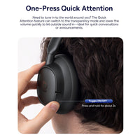 Thumbnail for Baseus BH1 NC Noise Cancelling WireLess Headphones - Black