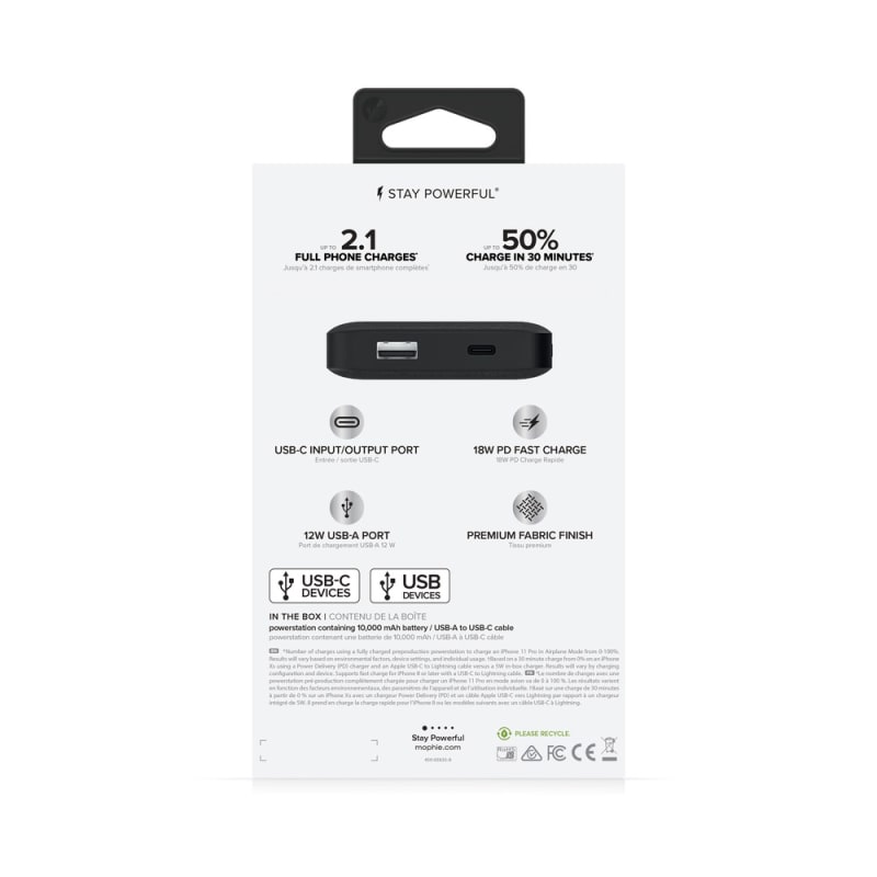 Mophie Powerstation Portable Battery 10K PD - Black