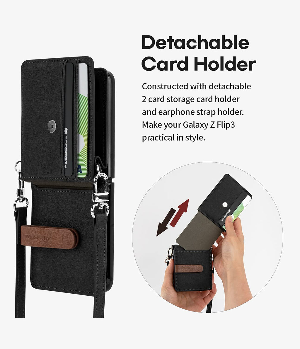 Samsung Galaxy Z Flip 4 Goospery Mercury Leather Strap Diary - Black