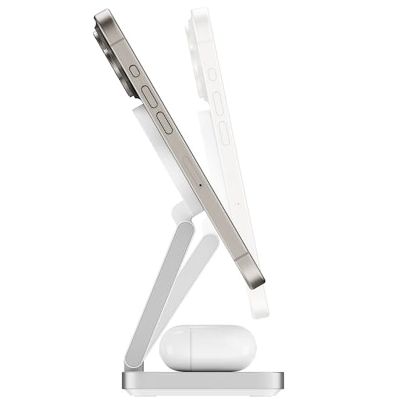 Laser ChargeCore 3-in-1 Charging Stand for Apple, Samsung, Watch Charger - White (includes 20W Charger and Cable)