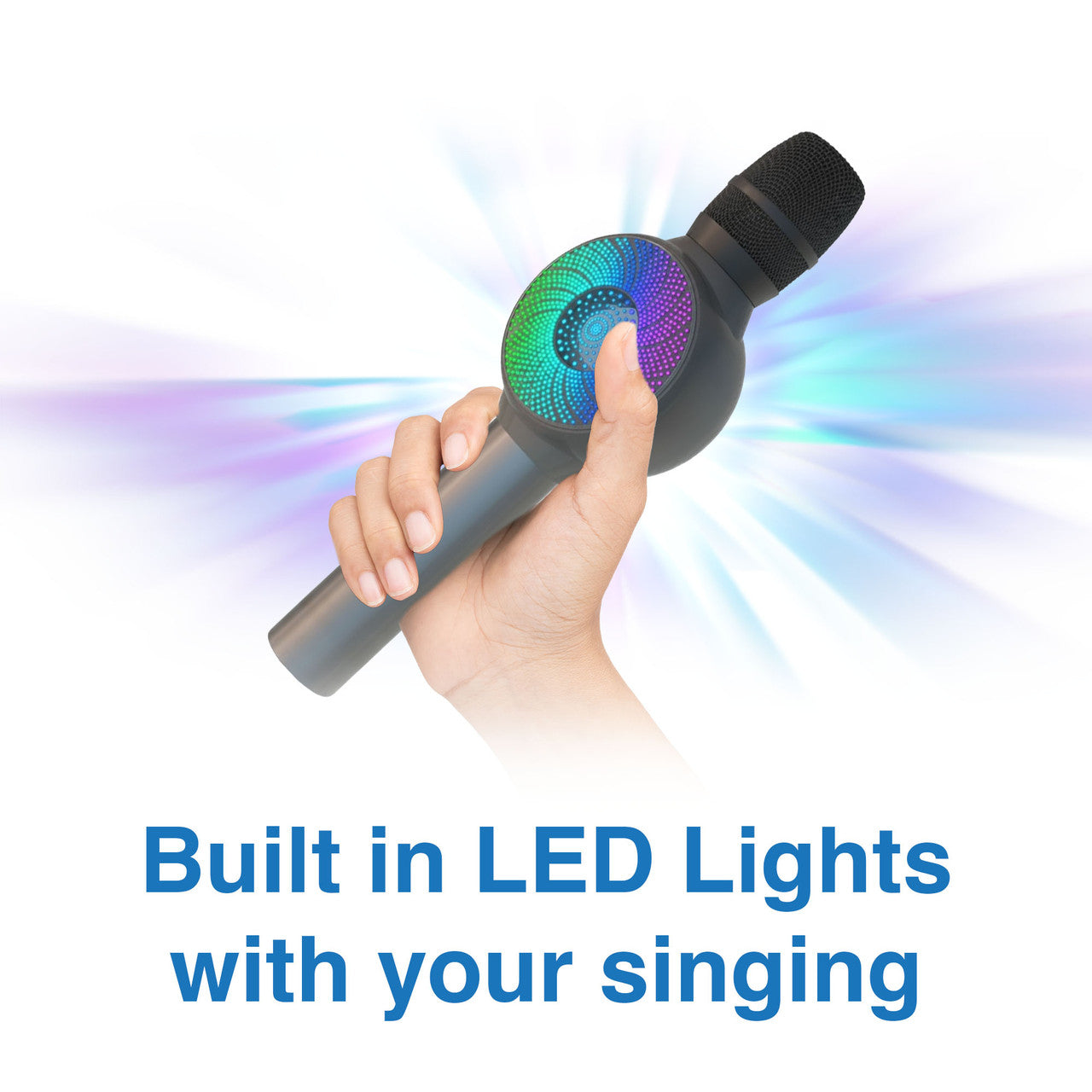 Laser LED Wireless Karaoke Microphone- Silver