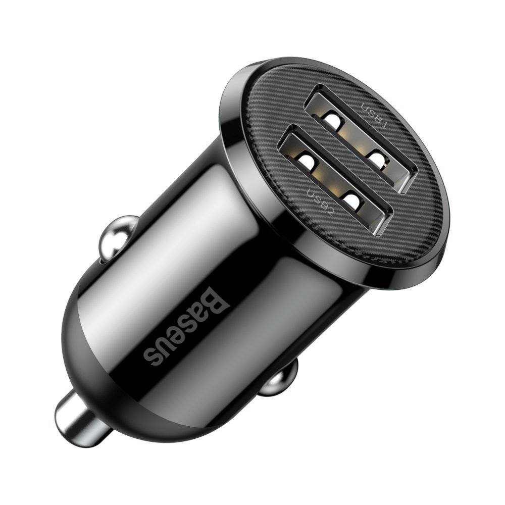 Baseus 24W DUAL Port USB-A Fast Charging Car Charger (2.4A x 2) - Black