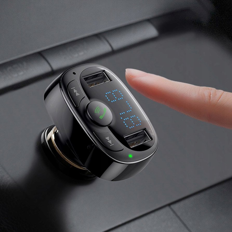 Baseus Car Bluetooth MP3 FM Transmitter Charger ( Micro SD+ DUAL USB charging) - Black
