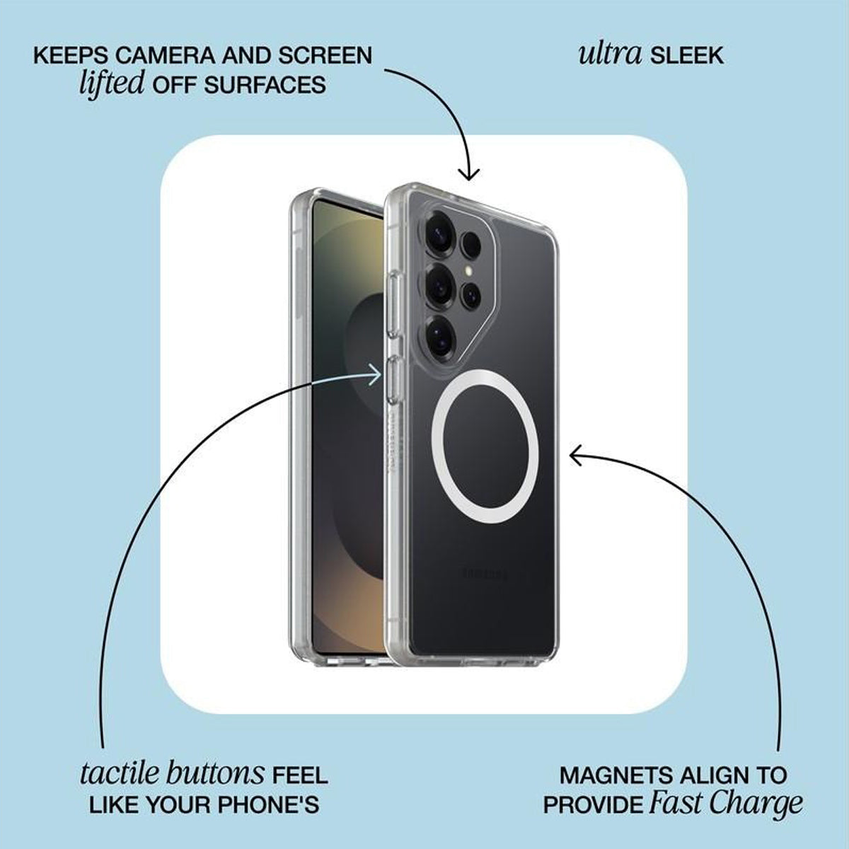 OtterBox Symmetry Case with Magnets Suits for Samsung Galaxy S26- Clear