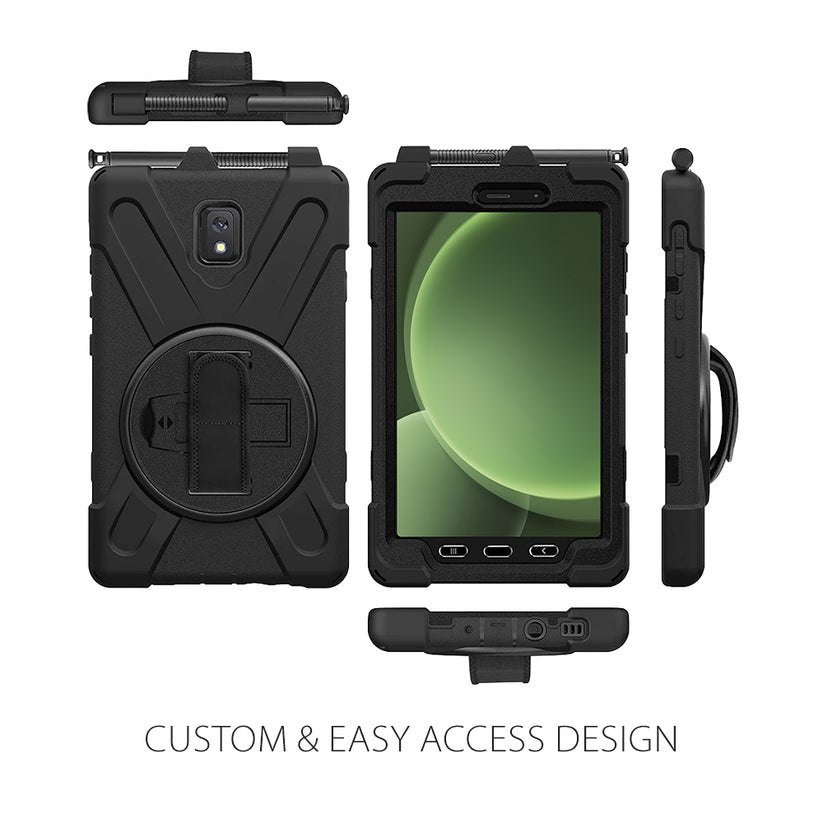 Strike Rugged Case With Hand Strap & Lanyard for Samsung Tab Active5- Black