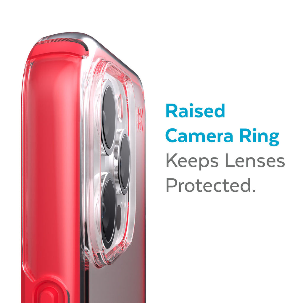 Speck Presidio Perfect Clear Impact Geometry Case For iPhone 13 Standard 6.1 - Red