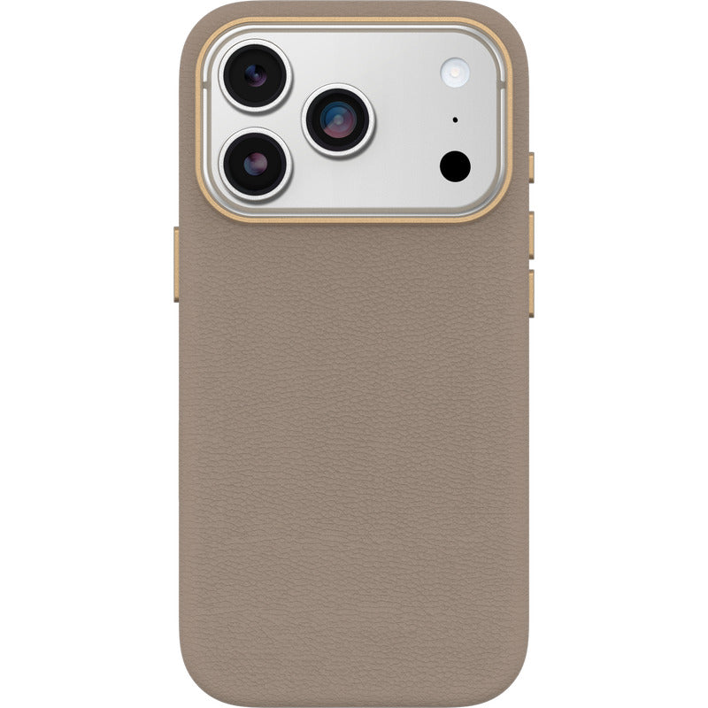 OtterBox Symmetry Cactus Leather MagSafe Case for Apple iPhone 17 Pro - Grey Comfort (Beige)
