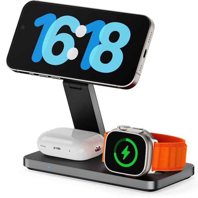 Laser ChargeCore 3-in-1 Charging Stand for Apple, Samsung, Watch Charger - Black (includes 20W Charger and Cable)