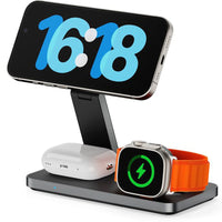 Thumbnail for Laser ChargeCore 3-in-1 Charging Stand for Apple, Samsung, Watch Charger - Black (includes 20W Charger and Cable)
