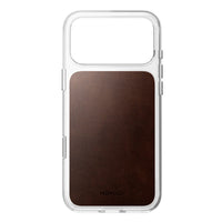 NOMAD Clear Leather Case for iPhone 18 Pro Max - Rustic Brown Horween