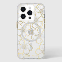 Thumbnail for Case-Mate Floral Gems MagSafe Case For iPhone 15 Pro - Gold