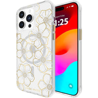 Thumbnail for Case-Mate Floral Gems MagSafe Case For iPhone 15 Pro Max - Gold