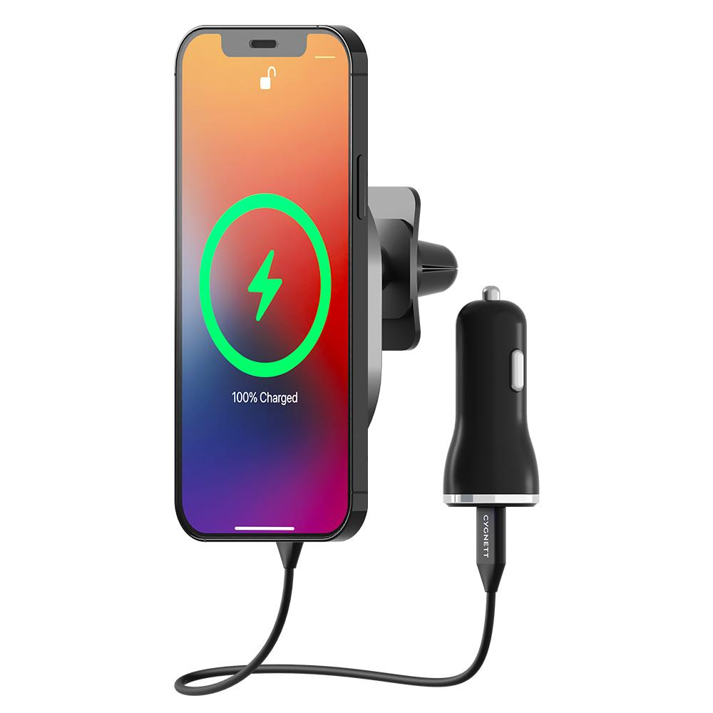 Cygnett MagHold Magnetic Car Wireless Charger Vent Mount - Black