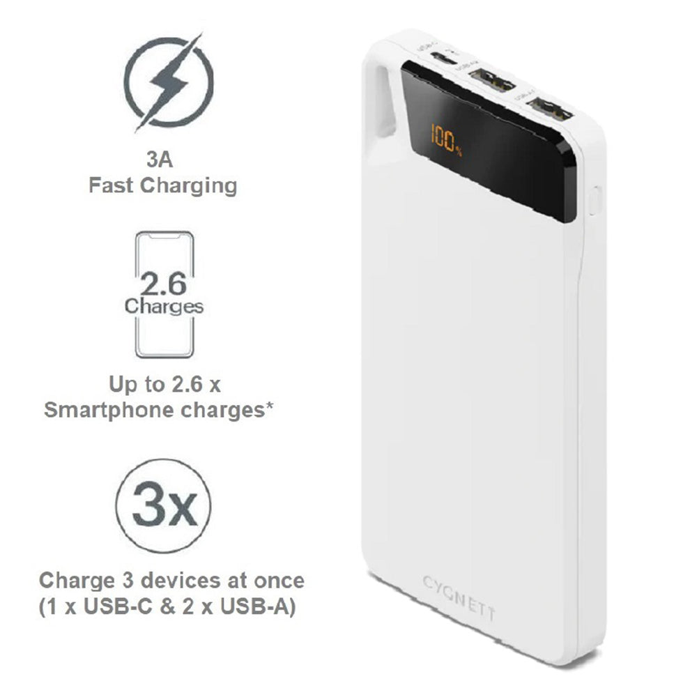 Cygnett ChargeUp Boost 4th Gen 10K mAh Power Bank-White