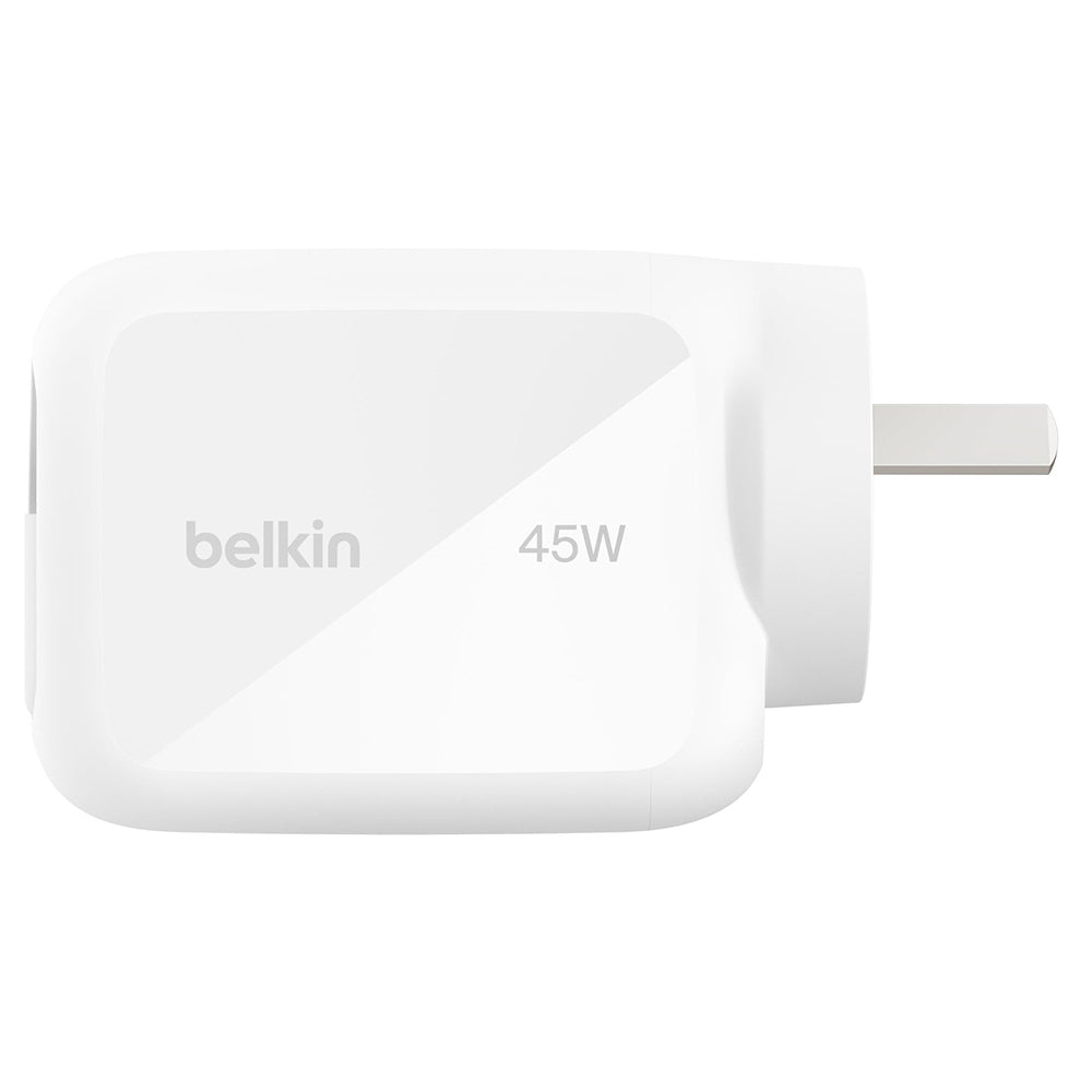 Belkin BoostCharge Pro Wall Charger 45W GaN with retractable cable - White