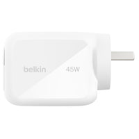 Belkin BoostCharge Pro Wall Charger 45W GaN with retractable cable - White
