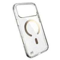 Speck Presidio Lux-Glitter MagSafe Case with Camera Control for iPhone 18 Pro Max - Clear/Gold Glitter