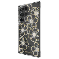 Thumbnail for Case-Mate Floral Gems Antimicrobial Case for Samsung Galaxy S23 Ultra - Clear/ Gold