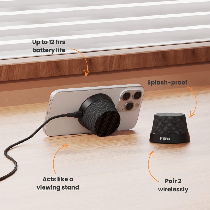 EFM Cloudbreak Mag Pro Bluetooth Speaker with MagSafe Compatibility and 10W Wireless Charging - Charcoal