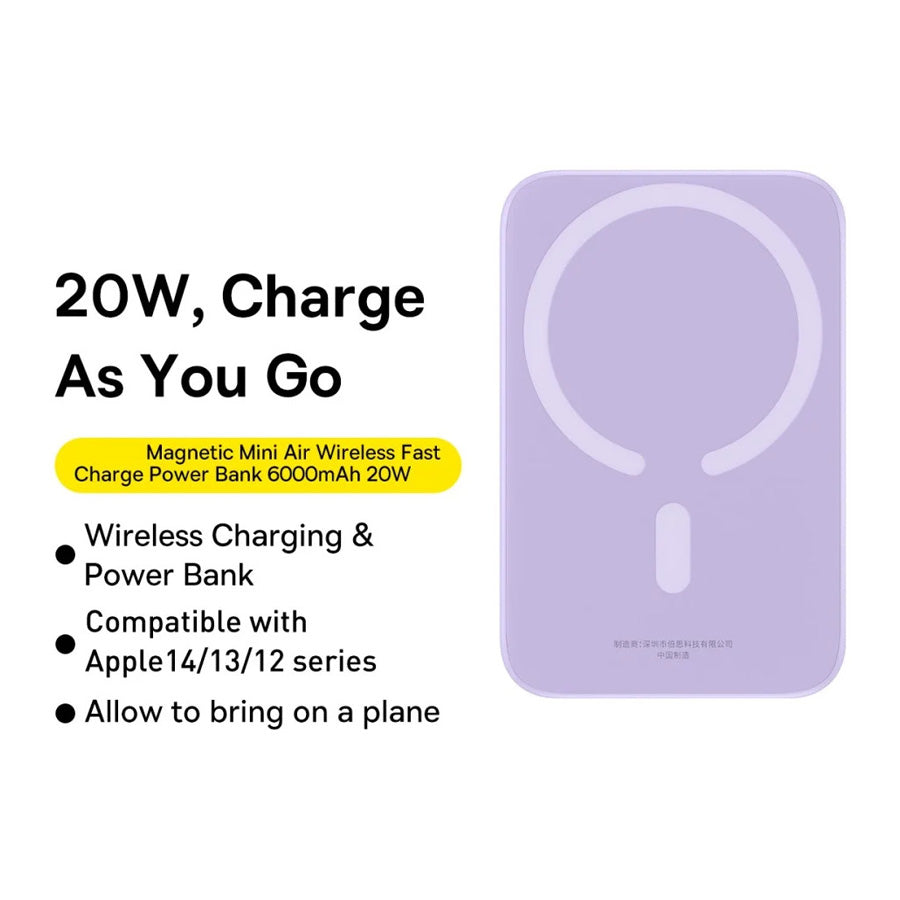 Baseus Magnetic Mini Air 6000mAh 20W Power Bank - Purple