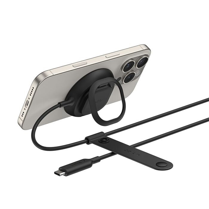 Belkin UltraCharge Magnetic Wireless Wall Charger with Qi2 + 36W + Tethered USB-C Cable (2M) - Black