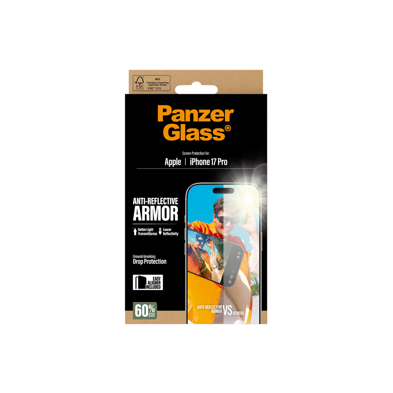 PanzerGlass UltraWide Fit Anti-Reflective Screen Protector for iPhone 17 Pro